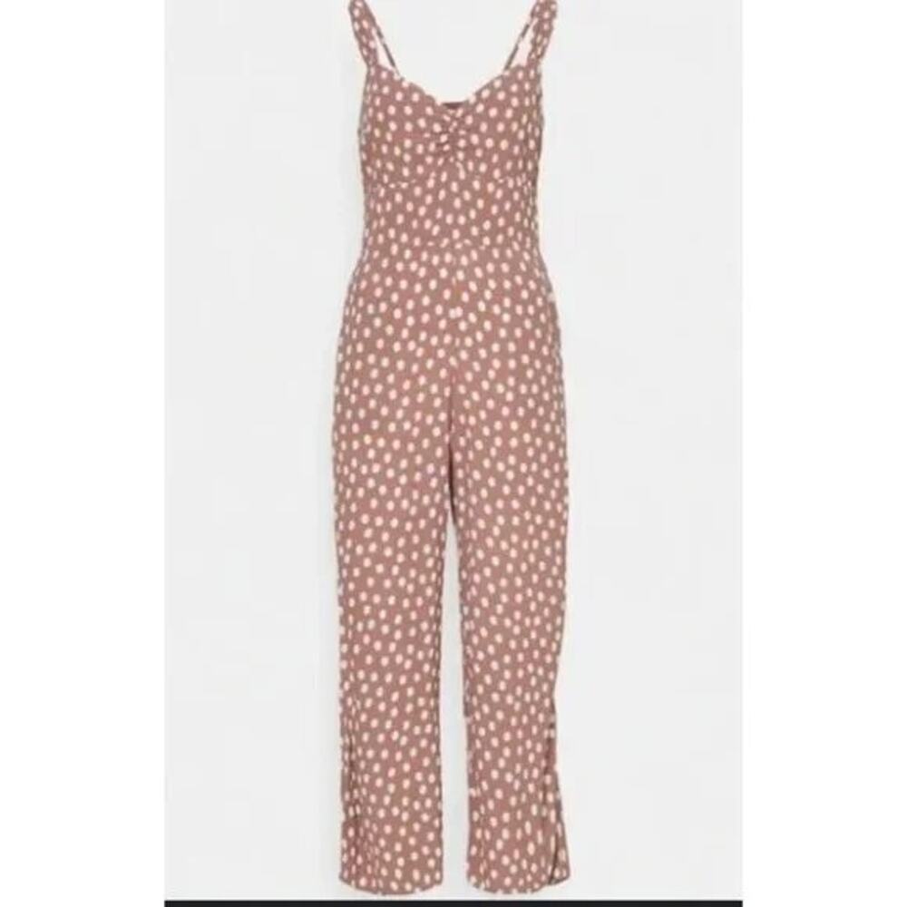 Abercrombie & Fitch Women's Jumpsuit Small Cinched Front Dusty Pink Polka Dot